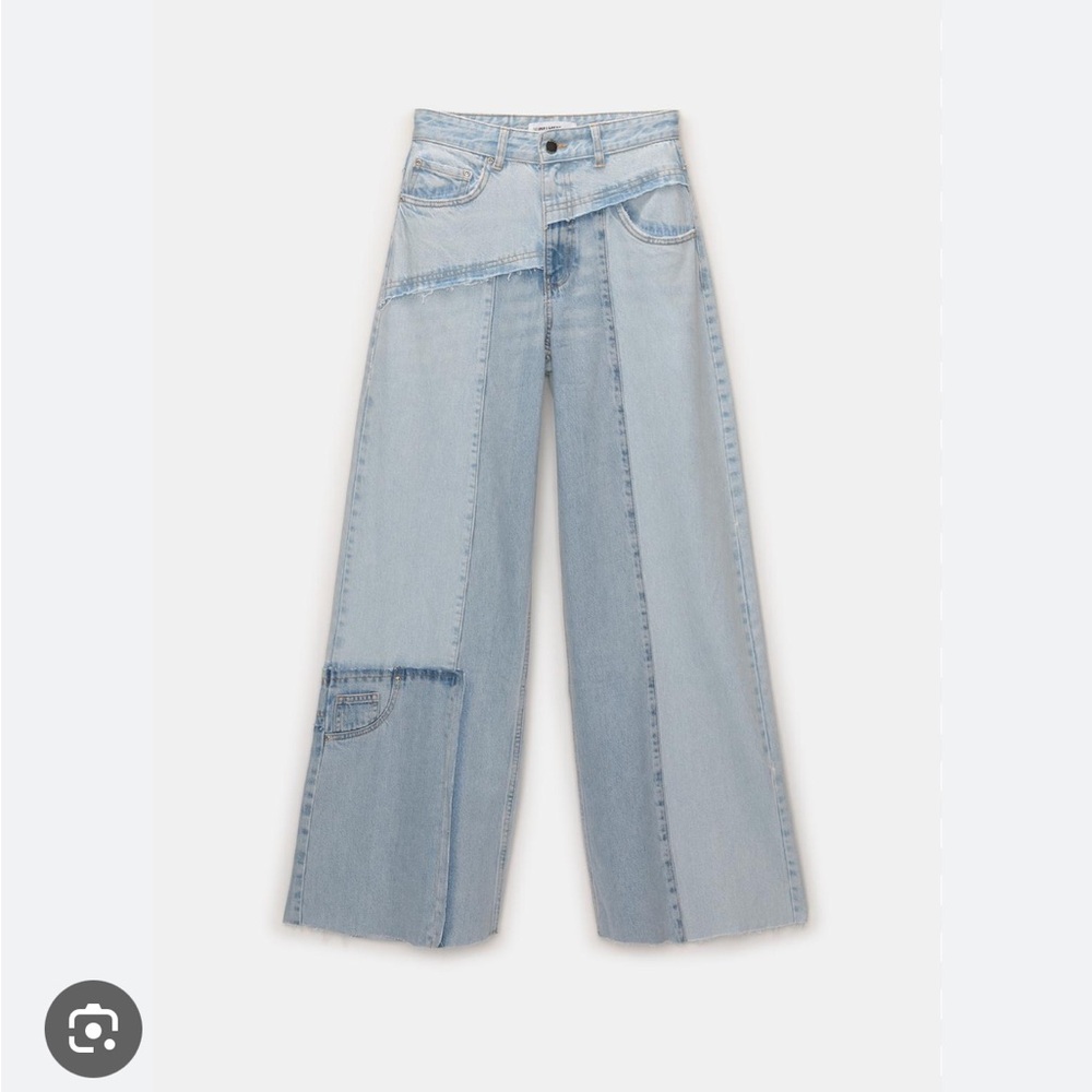 Pull&Bear Women's Patchwork Wide Leg Jeans